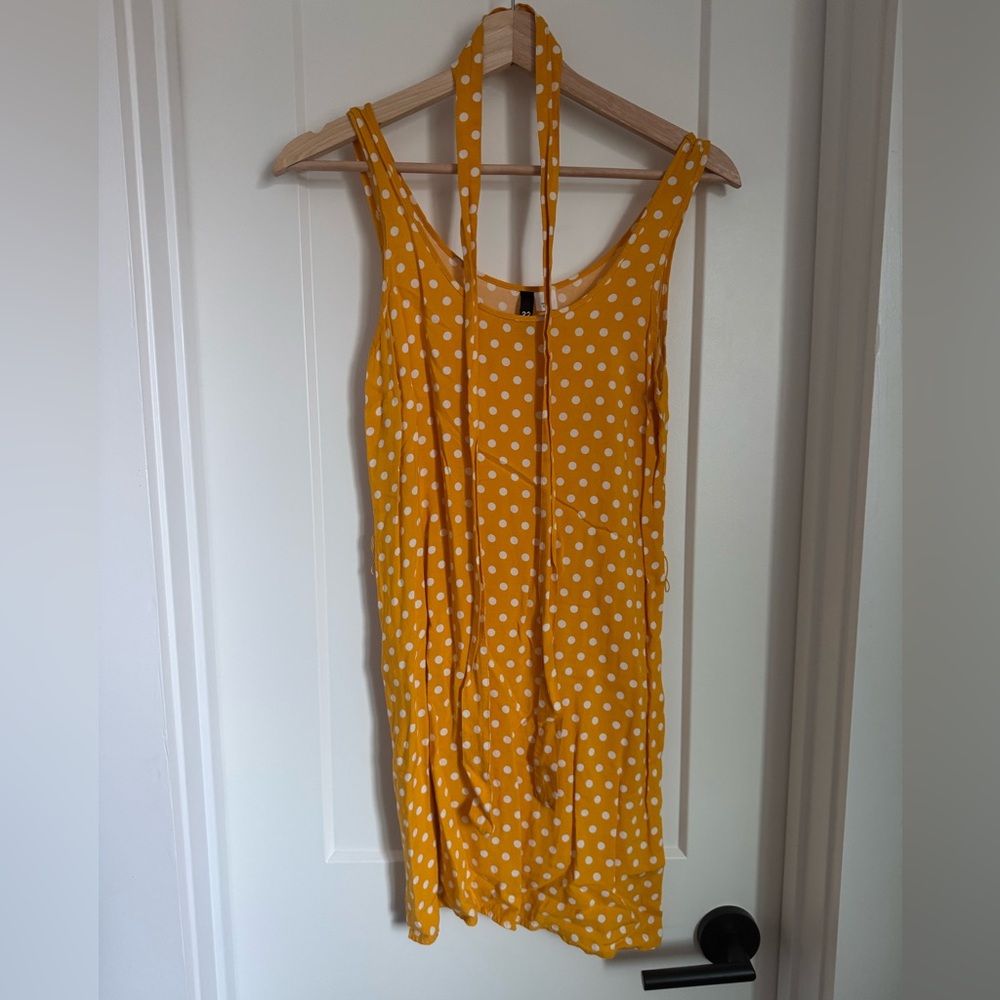 Polka dot yellow mini dress H&M size 32 - S